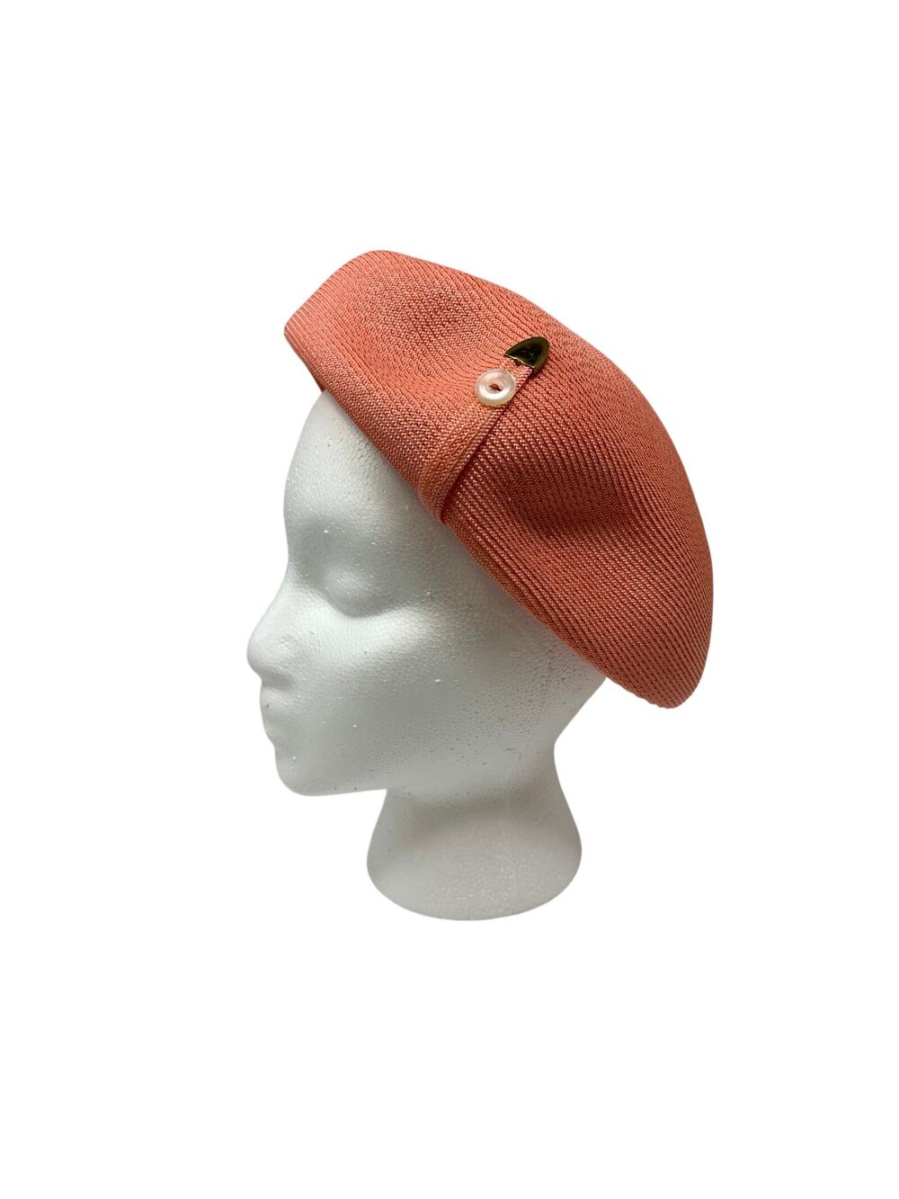 Gwenn Pennington Pink Straw Hat Vintage 1960s Cloche New York Paris Union Made
